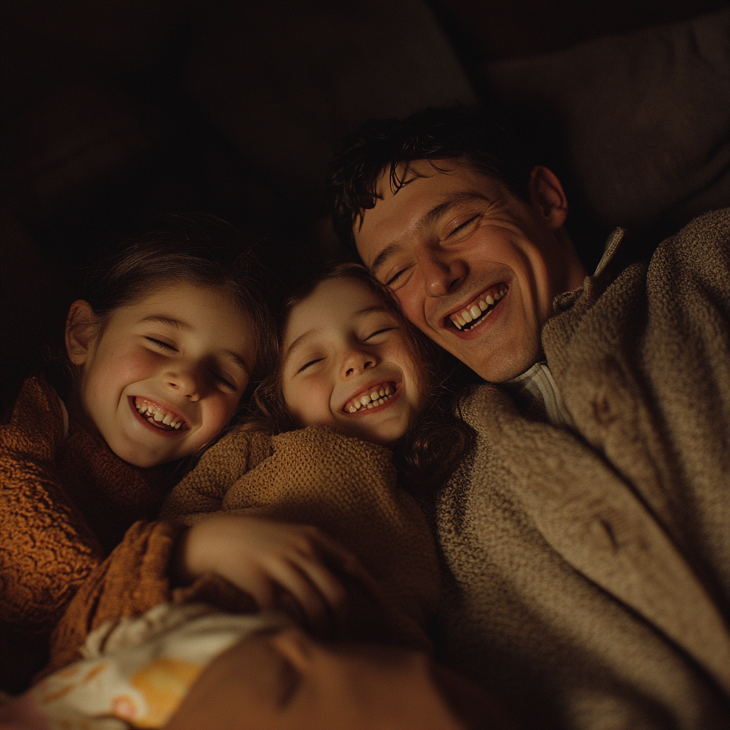 A Happy Family Laughing Together in the 90s