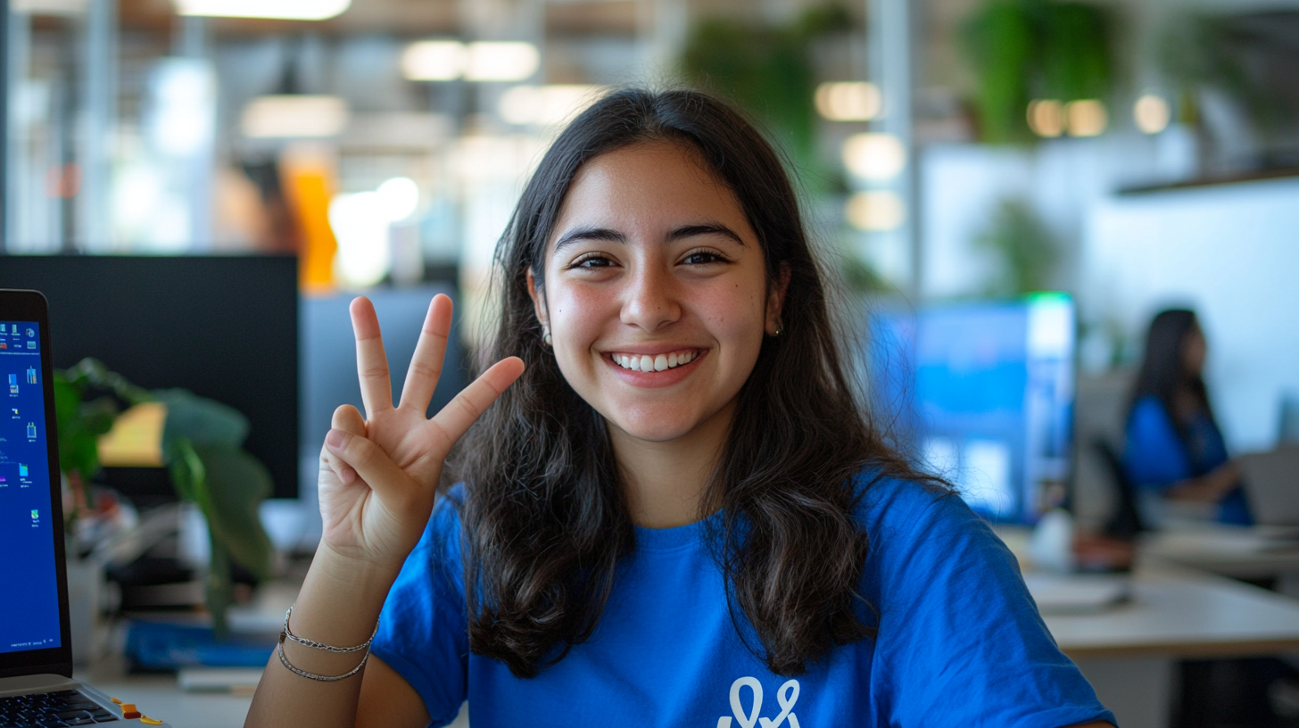 A Happy Mexican Woman in Office Environment