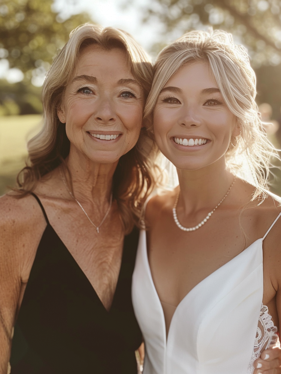 A Happy Mother and Daughter on Wedding Day