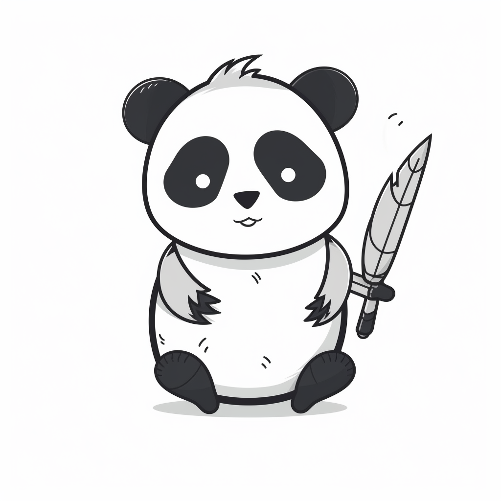 A Happy Panda Writing with an Ink Quill