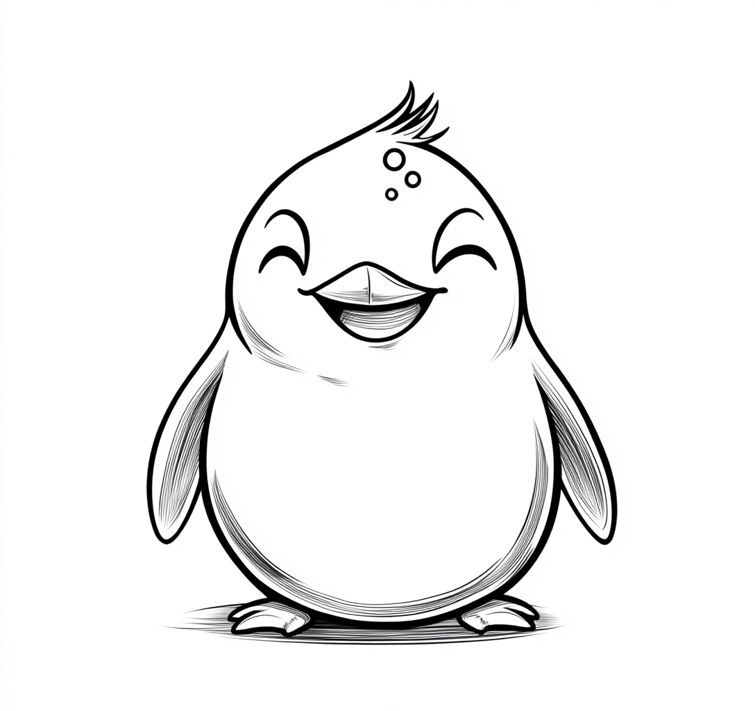 A Happy Penguin with Sweat Bead Emoji