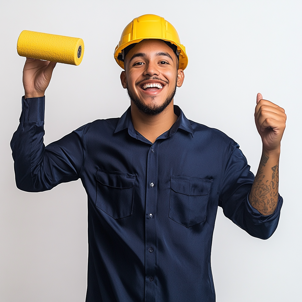 A Happy Puerto Rican Man Poses with Roller