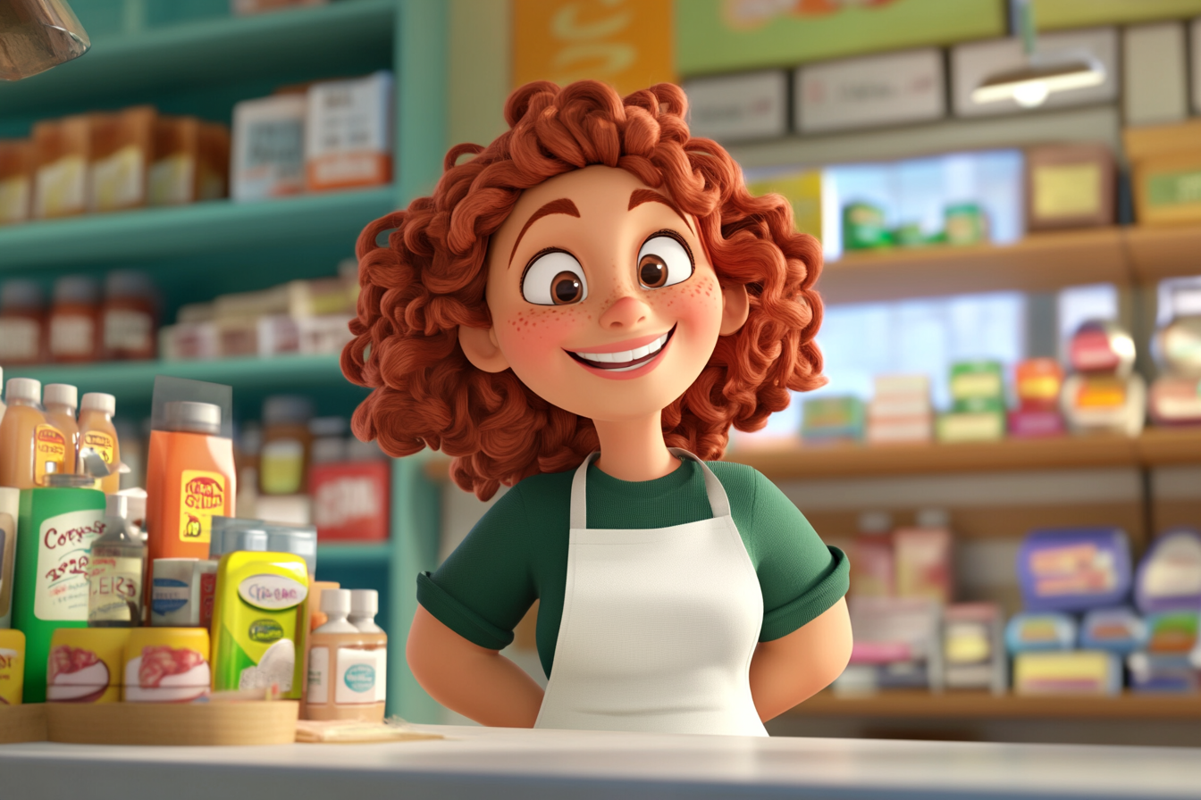 A Happy Red-Haired Shopkeeper in Her Store