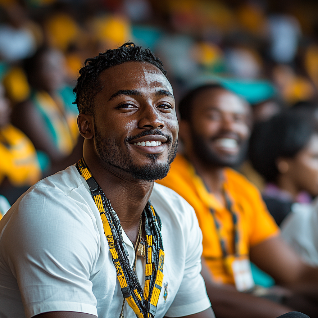 A Happy Tanzanian Man at the Stadium