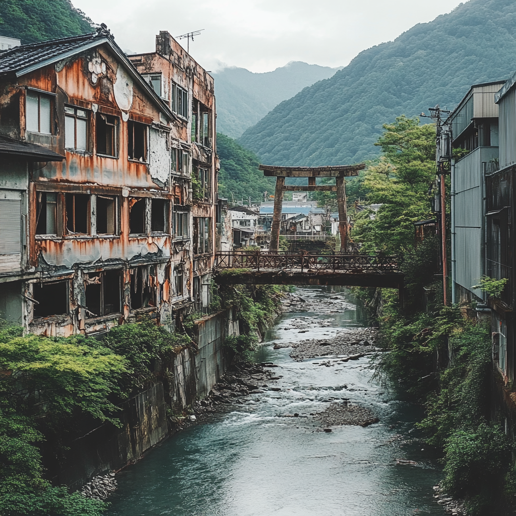 A Haunted Hot Spring Town by a River.