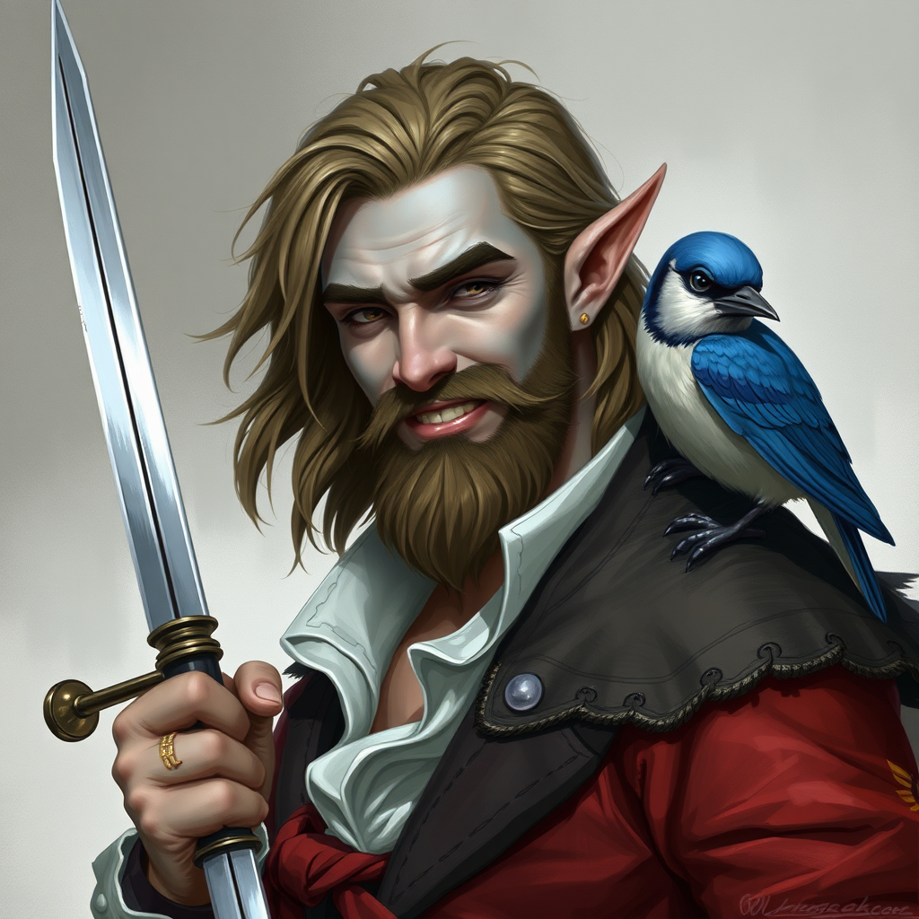 A Heroic Pirate Triton with Blue Skin