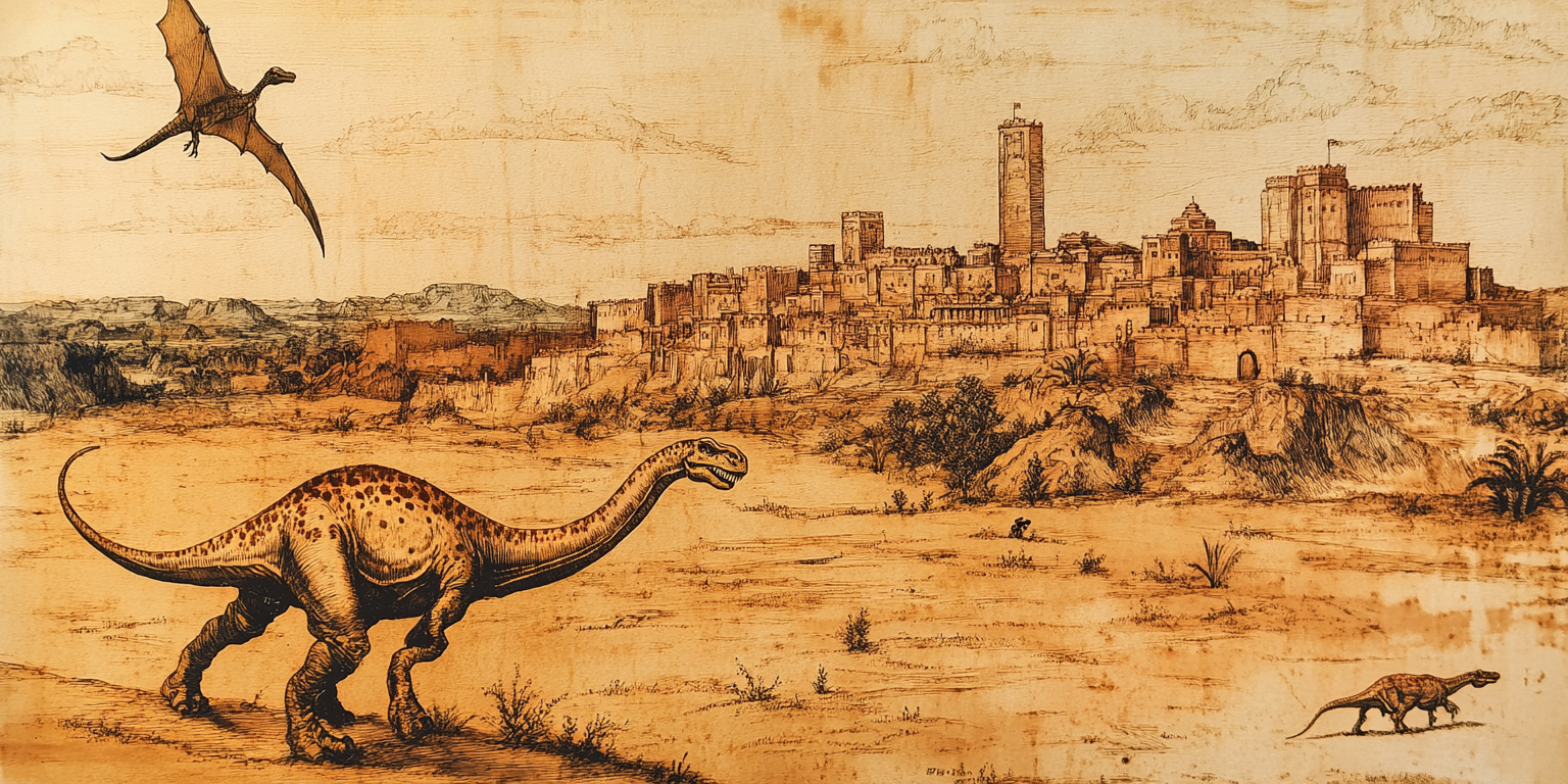 A Historic Spanish City in Australian Outback with Dinosaurs.