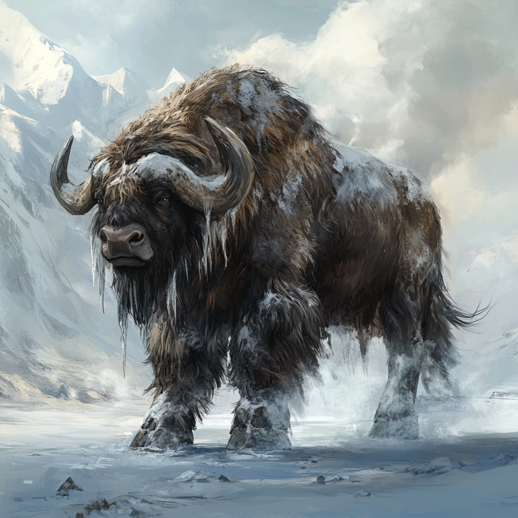 A Horse-Bison Beast with Icy Fur