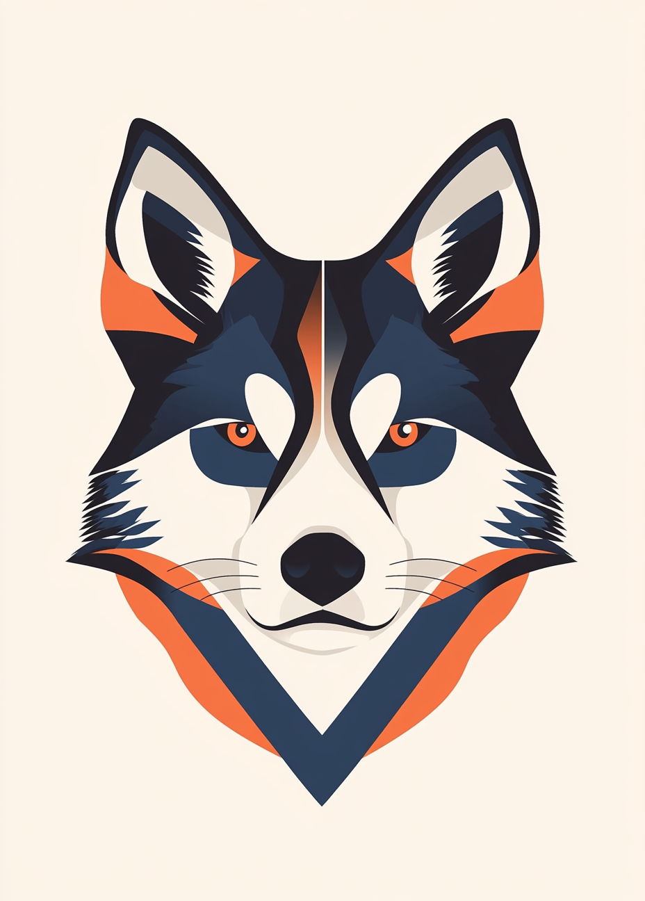 A Huskie Head in Geometric Art Style