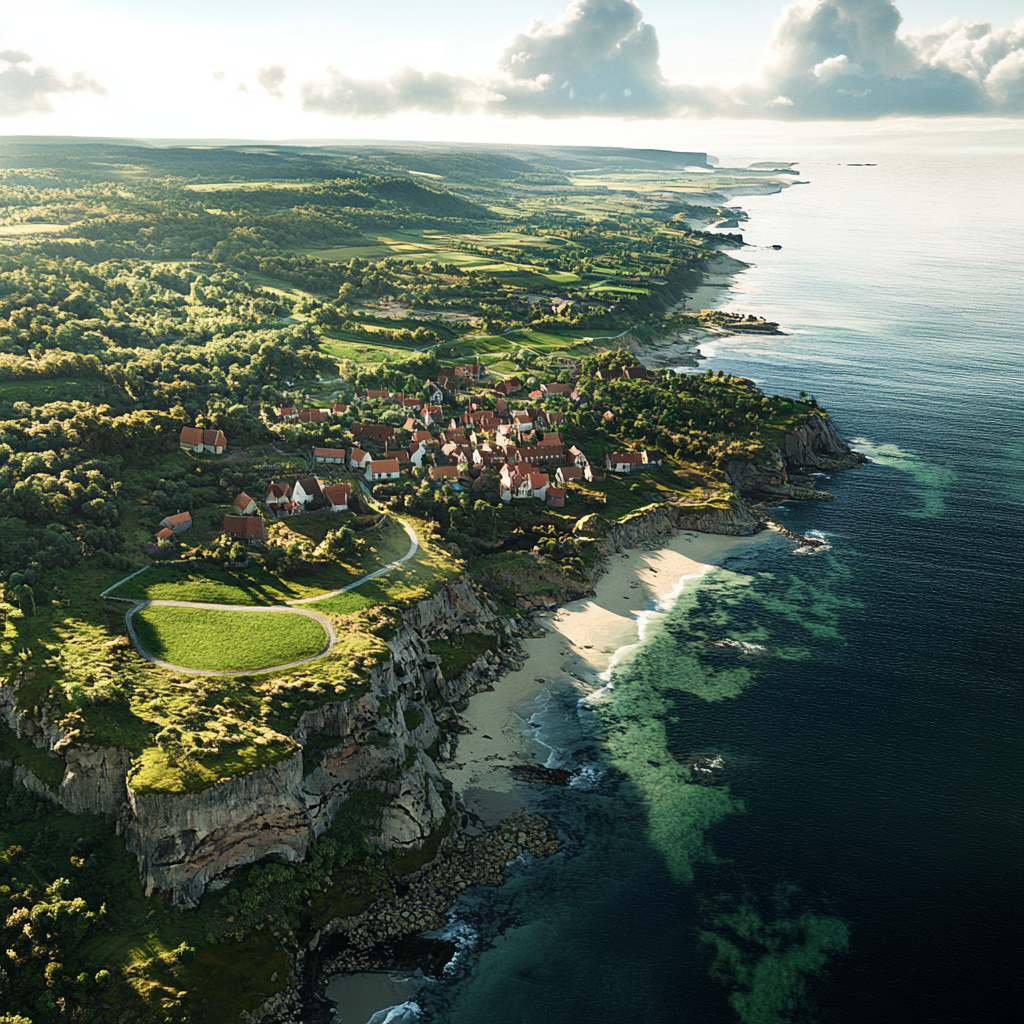 A Hyper-Realistic Aerial View of Bornholm, Denmark