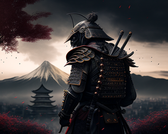 A Japanese Samurai and Stealthy Ninja Encounter