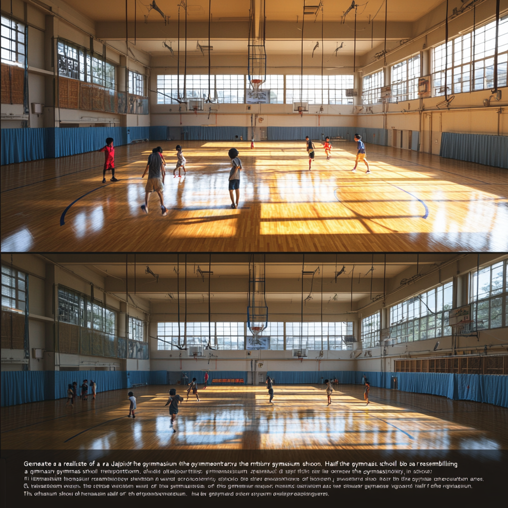 A Japanese elementary school gymnasium with dual purposes