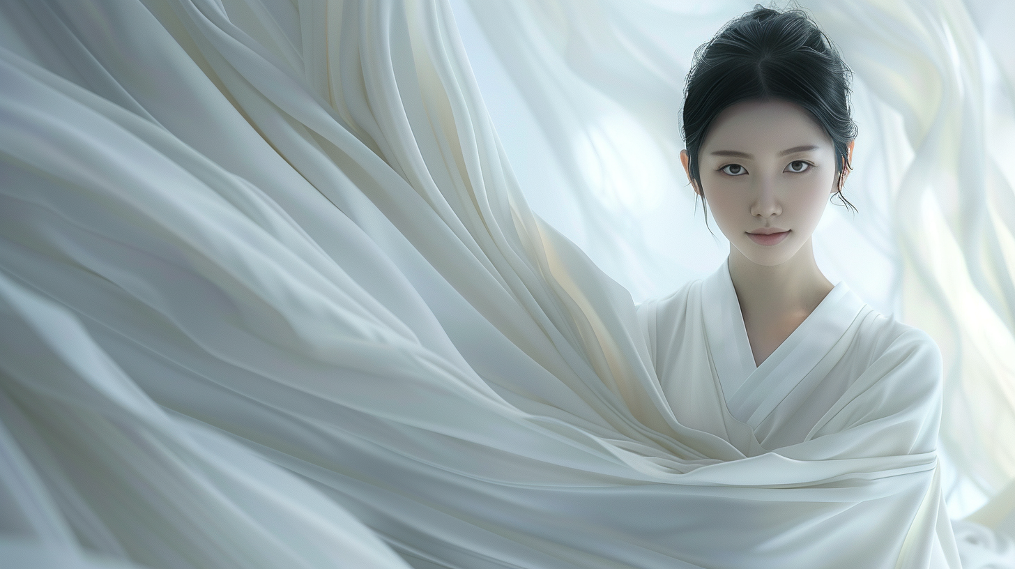 A Japanese girl looks elegant in white.