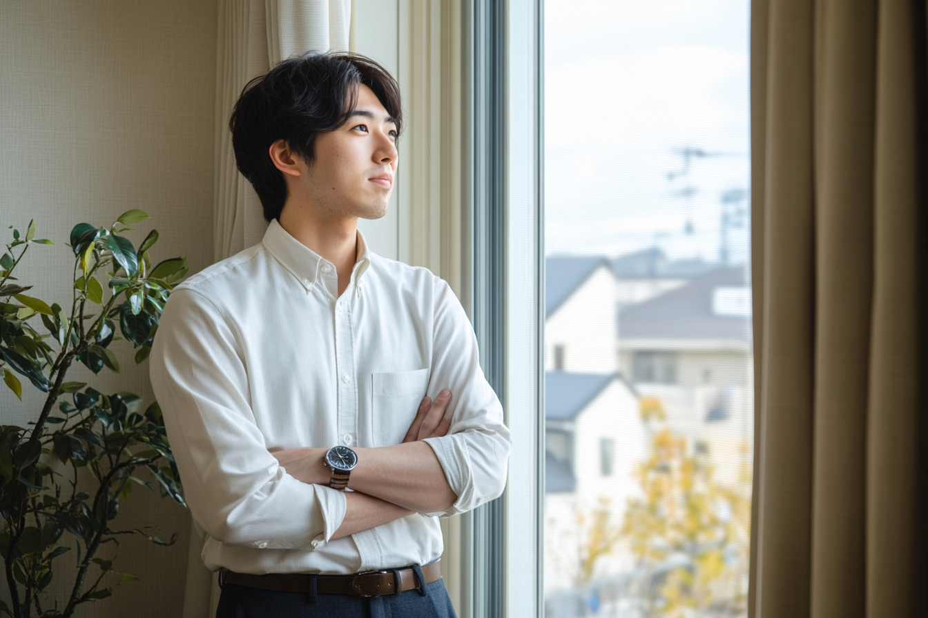 A Japanese man in living room