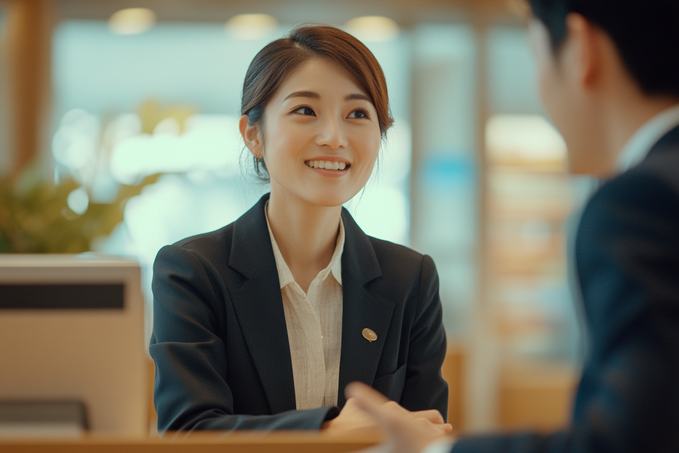 A Japanese woman discussing a successful loan consultation