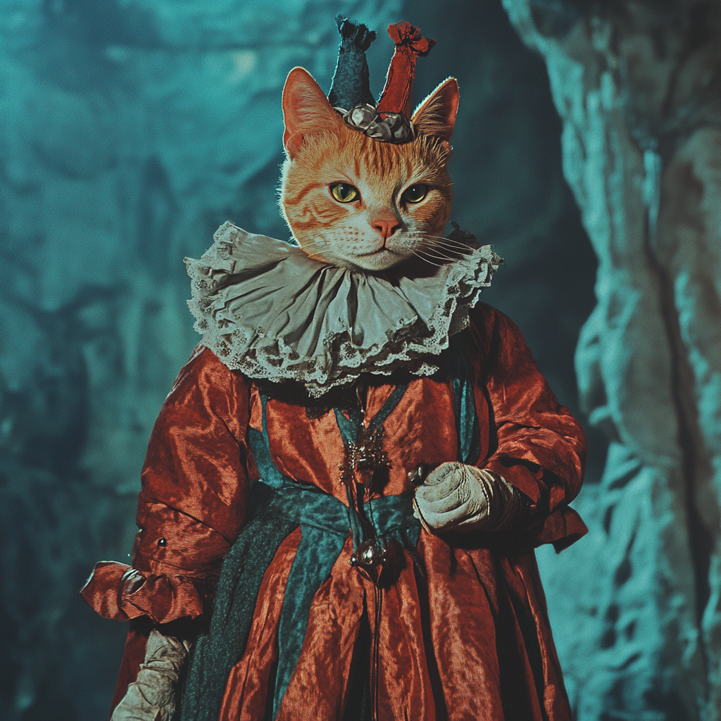 A Jester-Cat in 1950s Dark Fantasy World