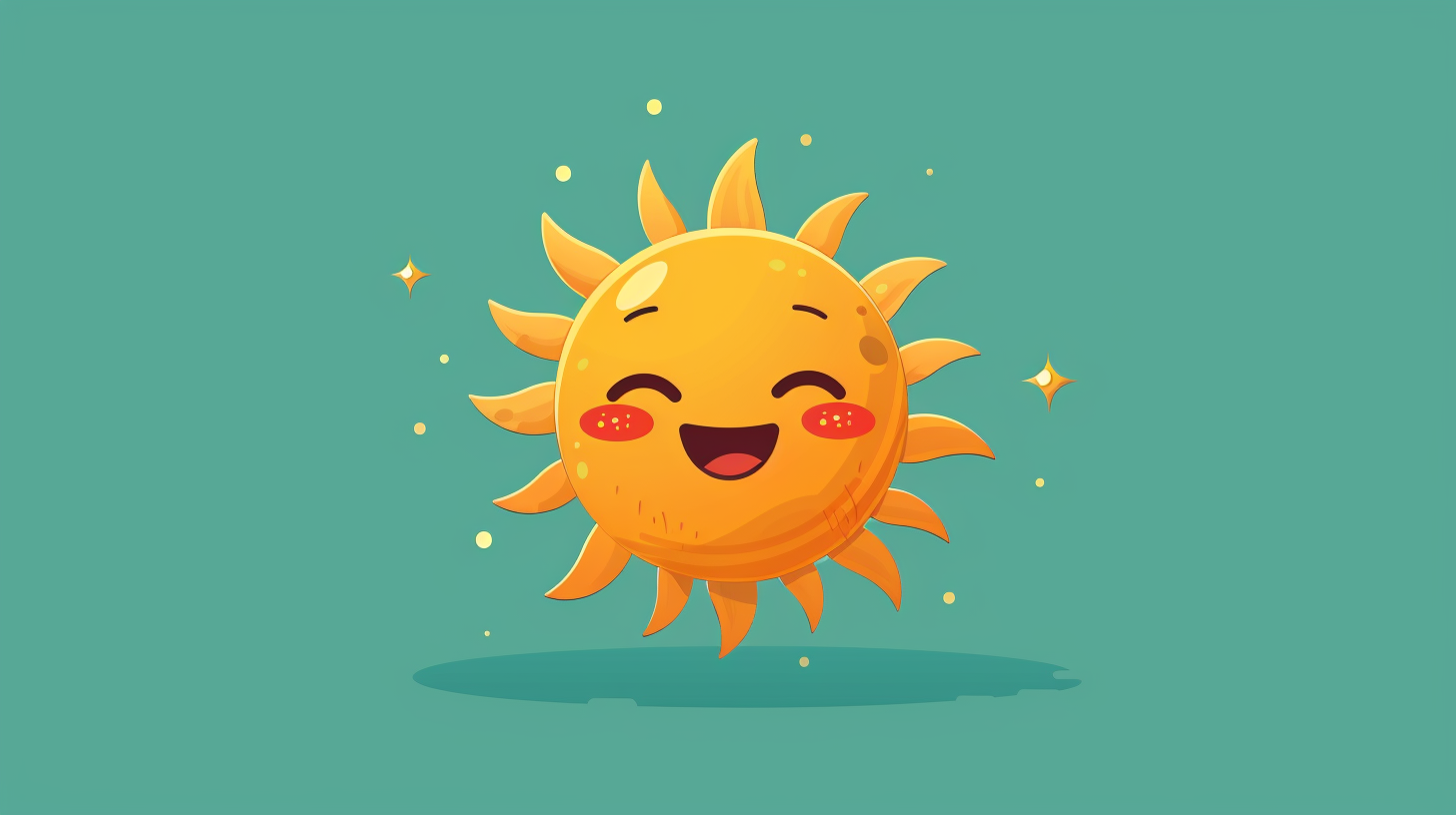 A Joyful Sun Emoji on Green Background.