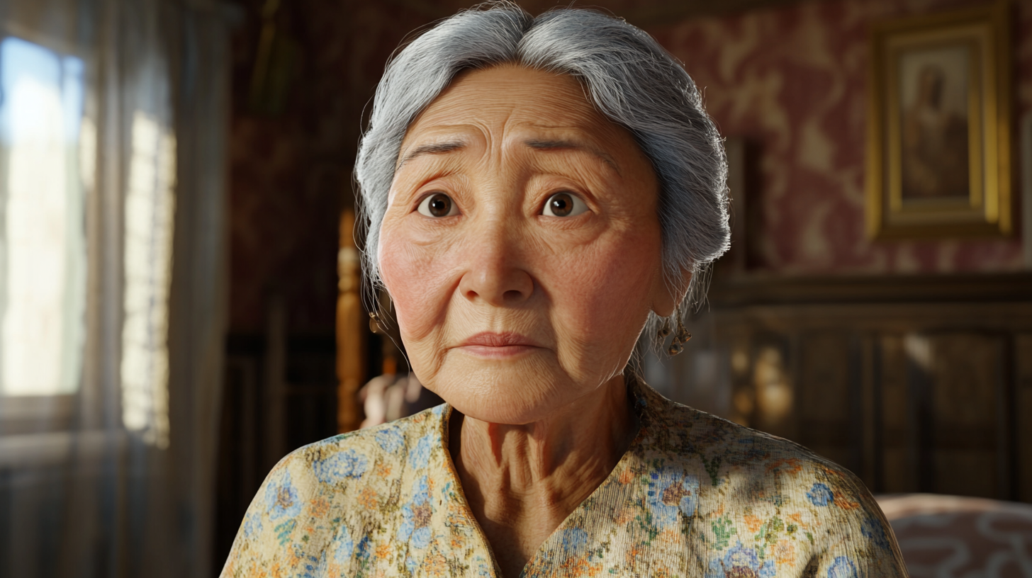 A Kazakh Grandmother in Disney Style Joyful Animation