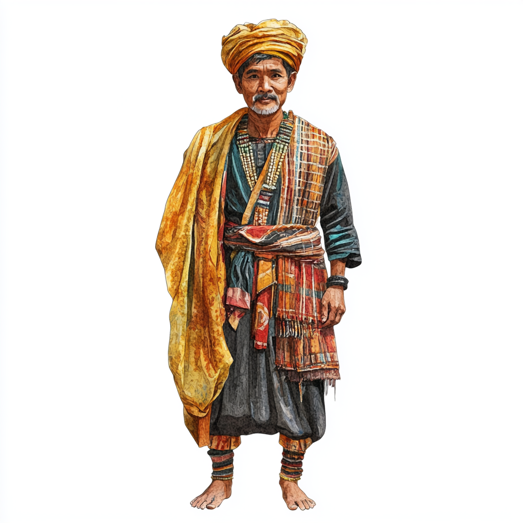 A Khasi Tribe Man in Traditional Dress 