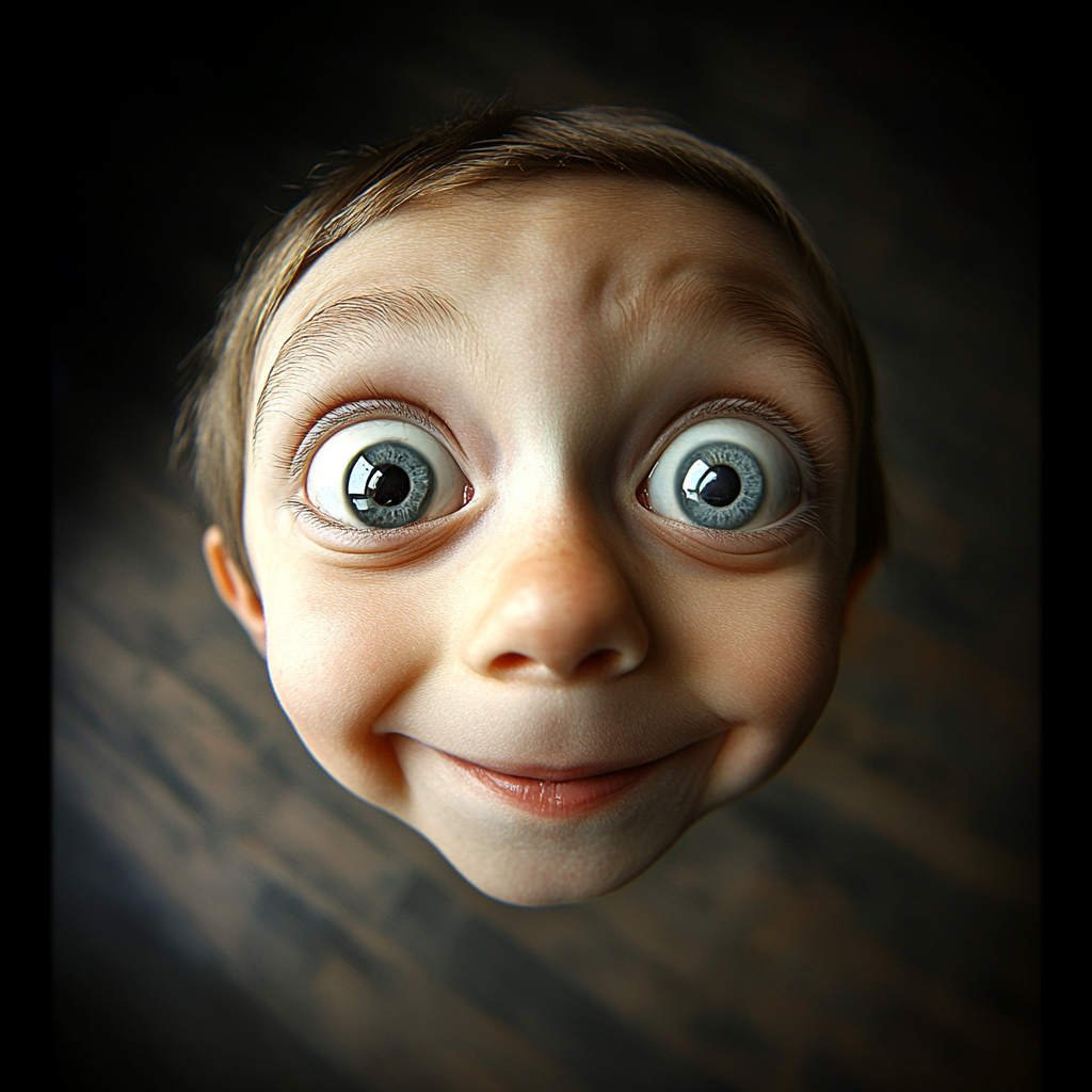 A Kid's Smiling Head with Big Eyes