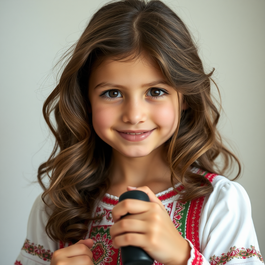 A Kind Girl with Wavy Brown Hair