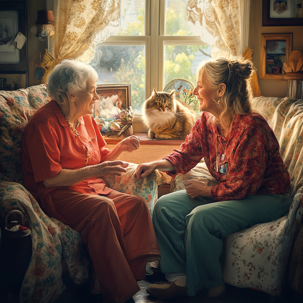 A Kind Nurse Visiting Happy Elderly Patient