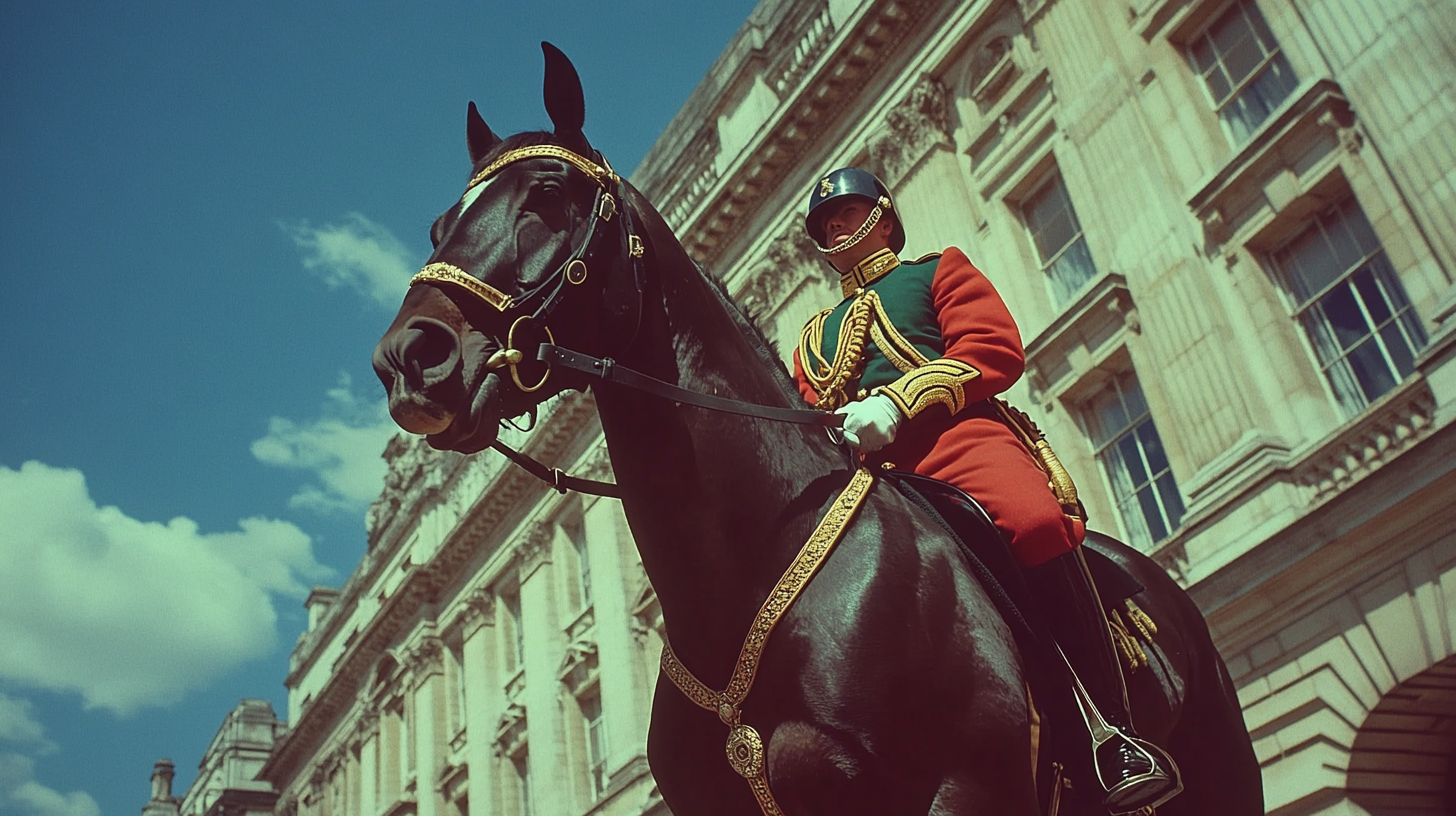 A Kings Guard on Horseback Near Buckingham Palace