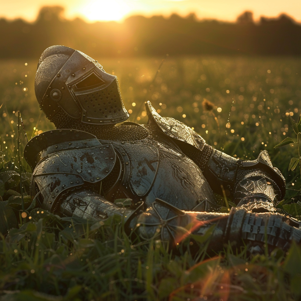 A Knight Resting After Winning Important Battle