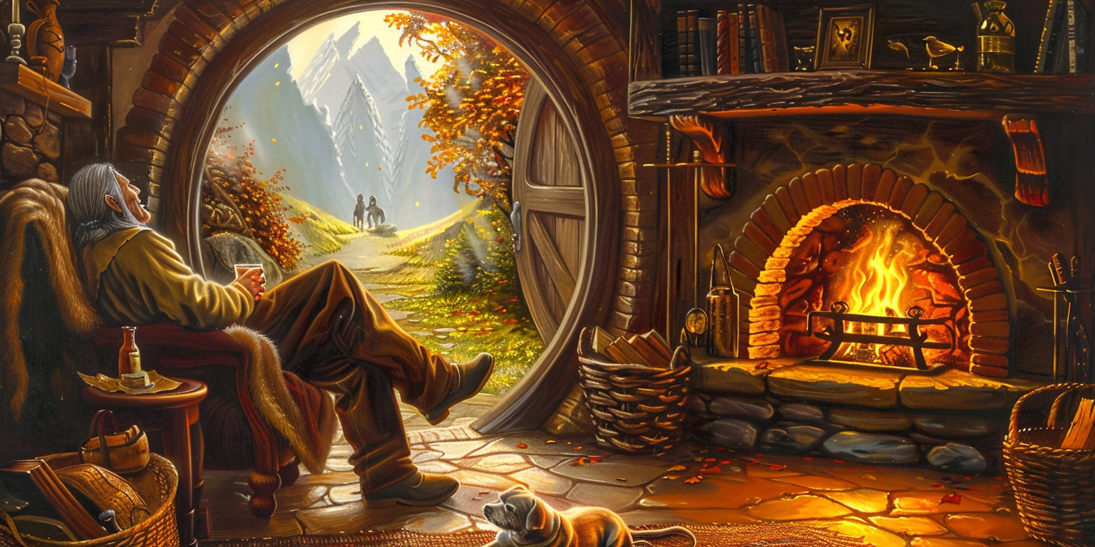 A Knight Resting by Cozy Fireplace