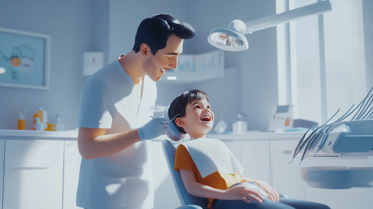 A Korean Boy Enjoying Dentist Visit in Clinic