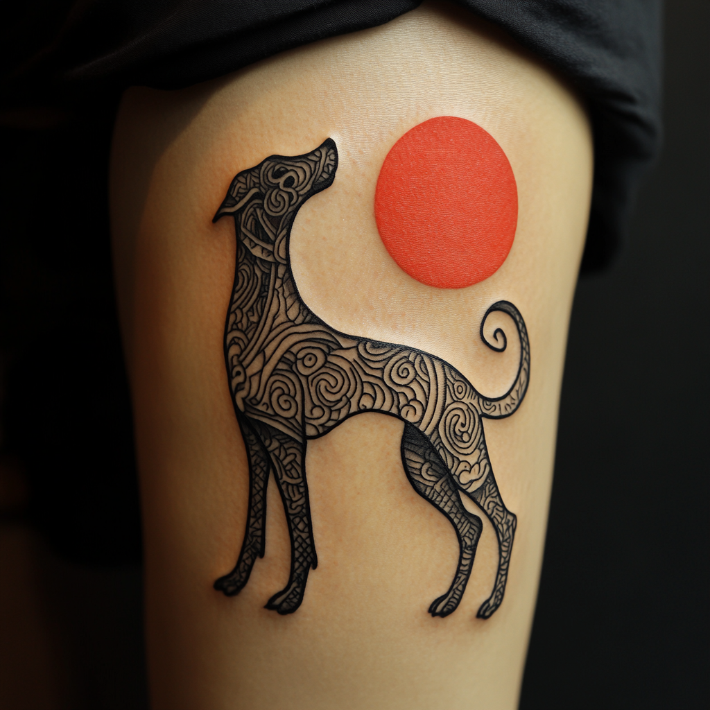 A Korean Bulgae dog in bold black ink.