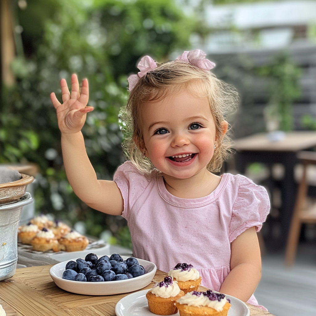 A Little Girl Enjoying a Blueberry Friand