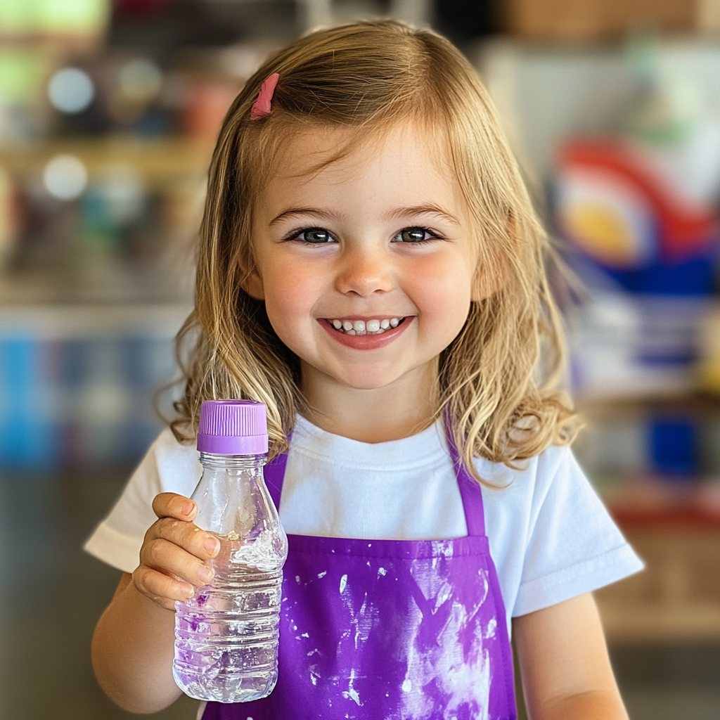 A Little Girl Smiling with Art Project