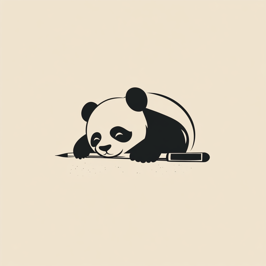 A Logo with a Panda Writing in Style.