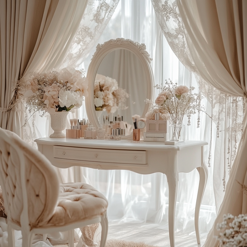 A Lovely Vanity Table in a Calm Room