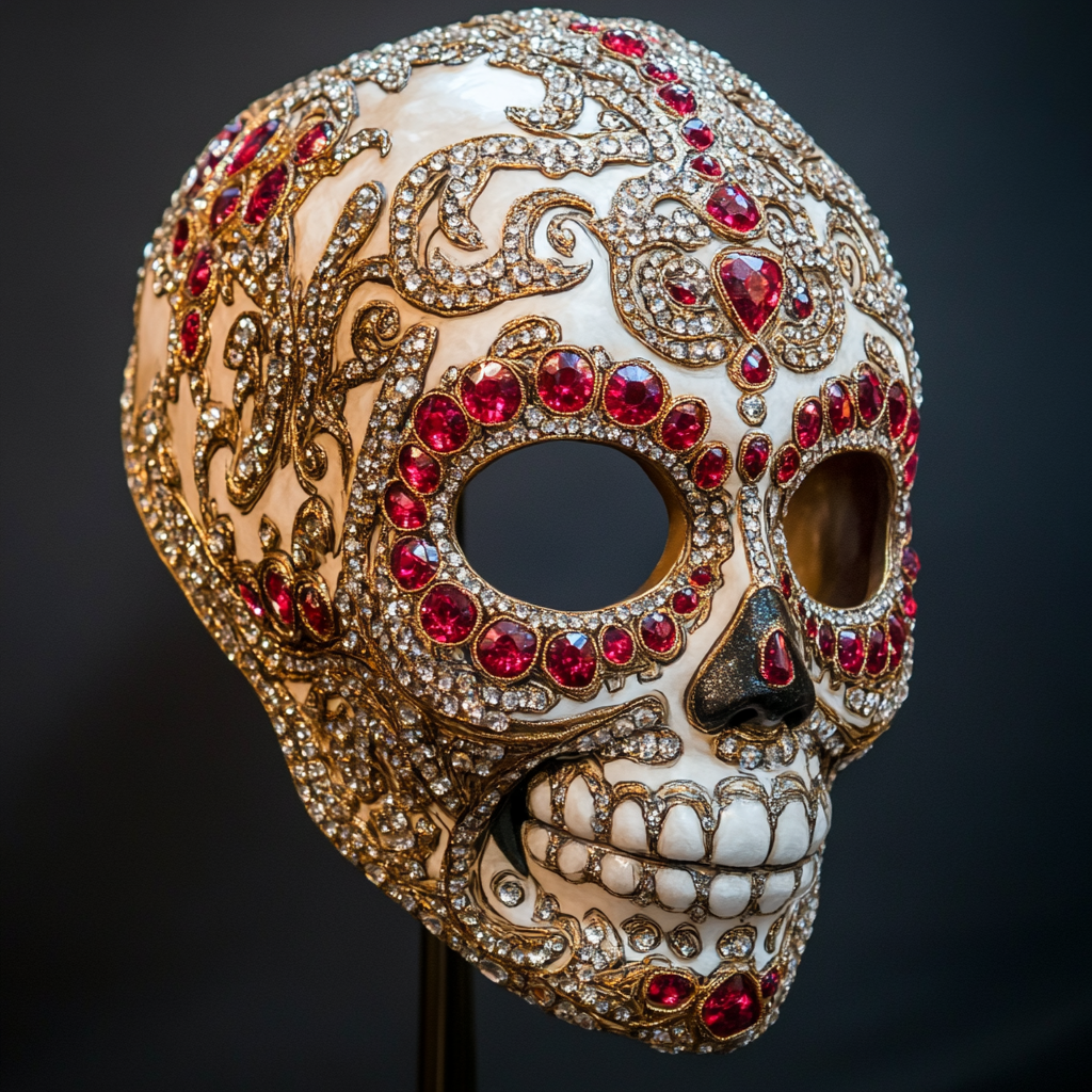 A Luchador Mask with Diamonds and Rubies Display