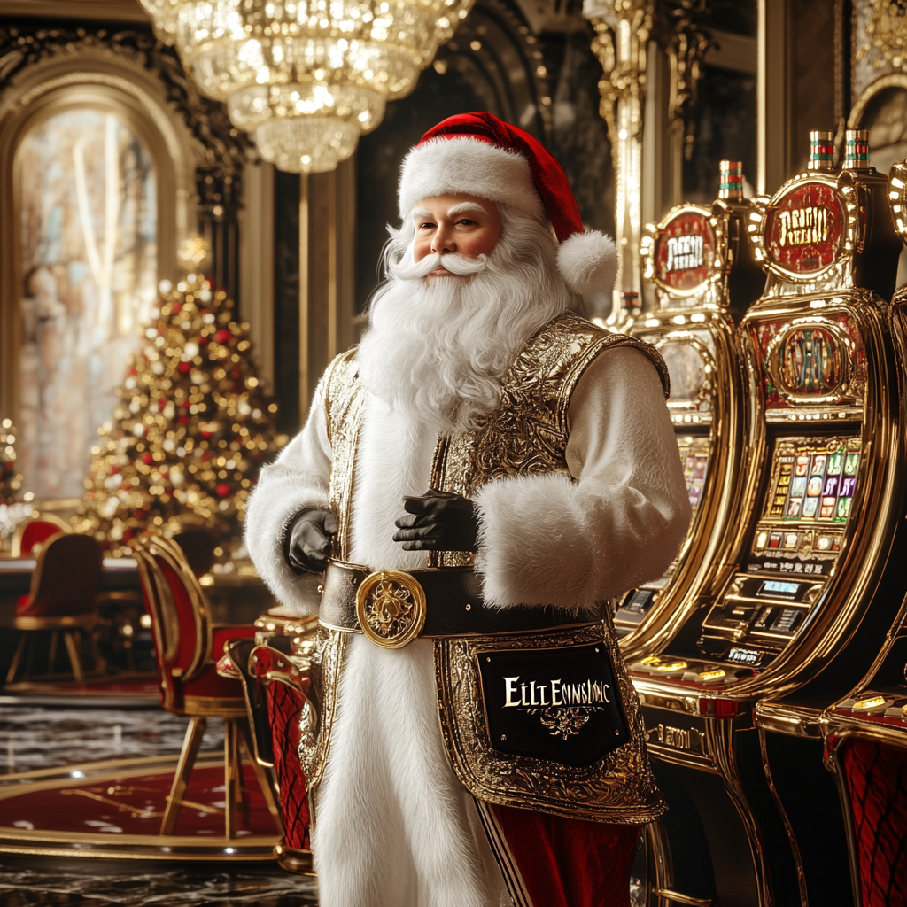 A Luxurious Casino Scene with Santa Claus