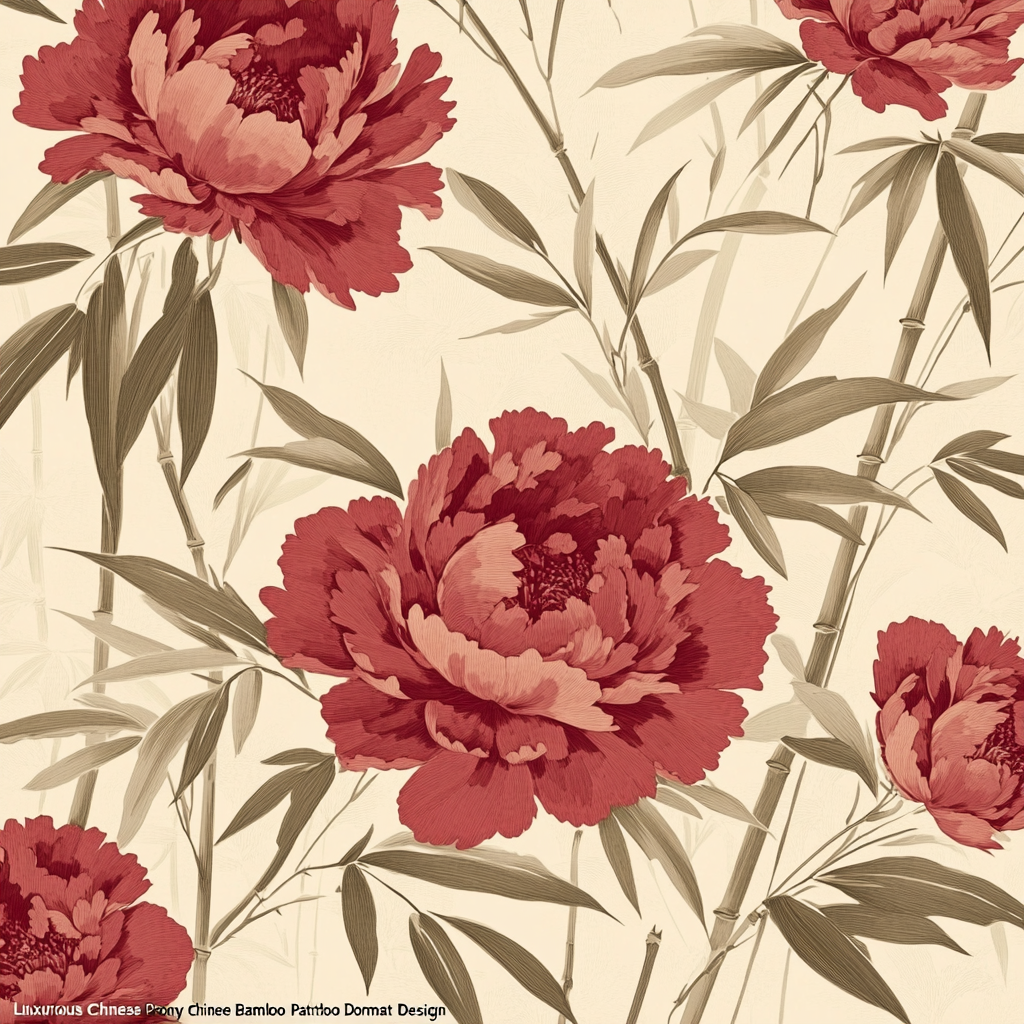 A Luxurious Chinese Peony and Bamboo Wall Decor