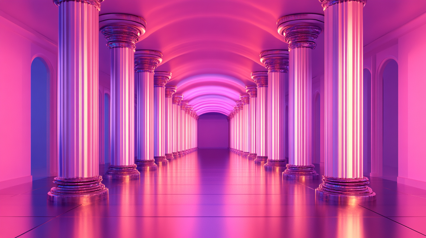 A Luxurious Goddess Theme Tunnel Hall with Pillars