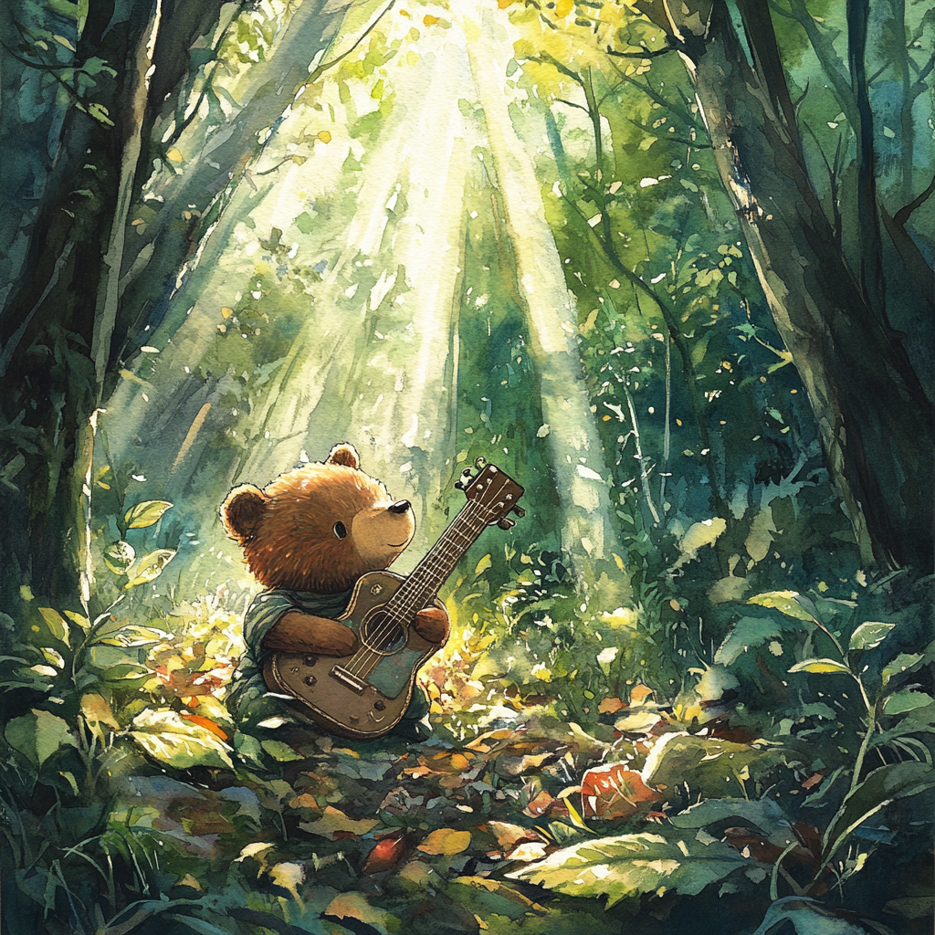 A Magical Forest Scene: Jonny the Bear's Guitar