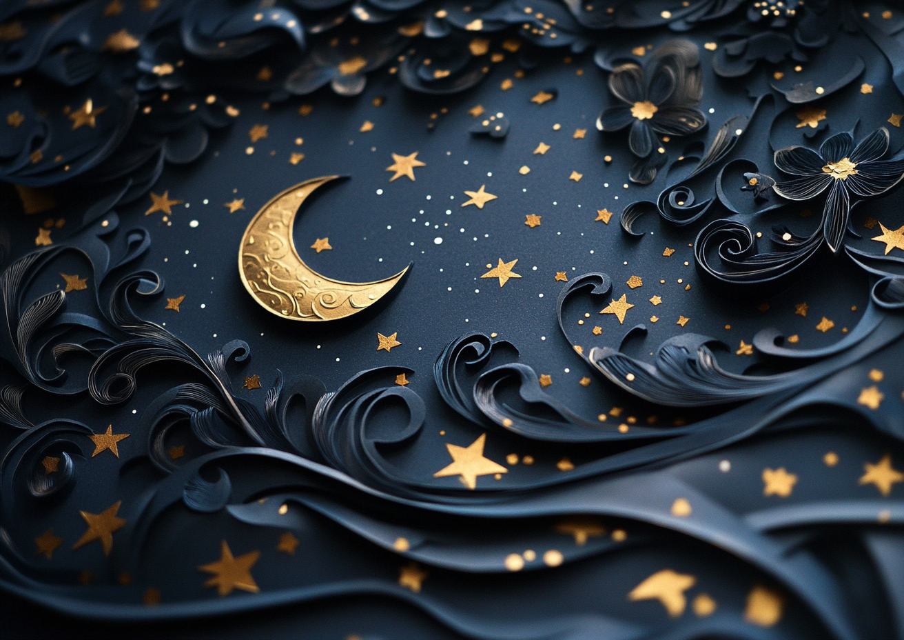 A Magical Night Sky Diorama with Moon and Stars