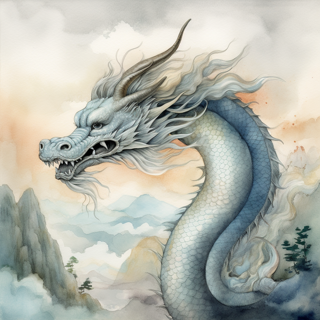 A Majestic Chinese Dragon in Cartoon Style