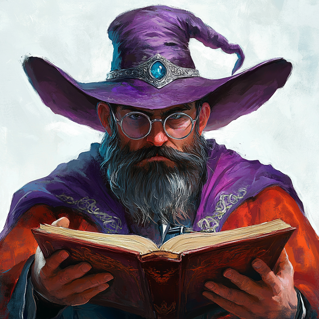 A Male Dwarf in a Wizard Hat Contemplating