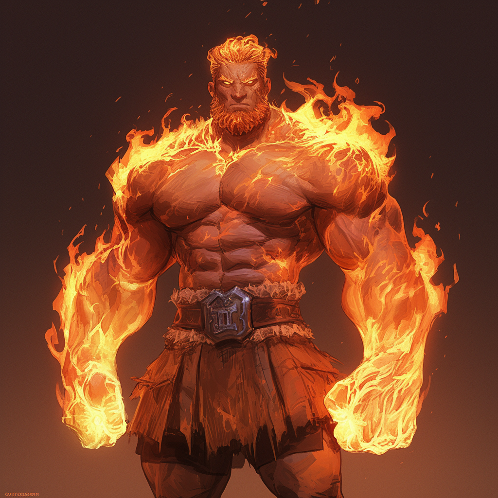 A Male Fire Giant Sculpt with 3D Light