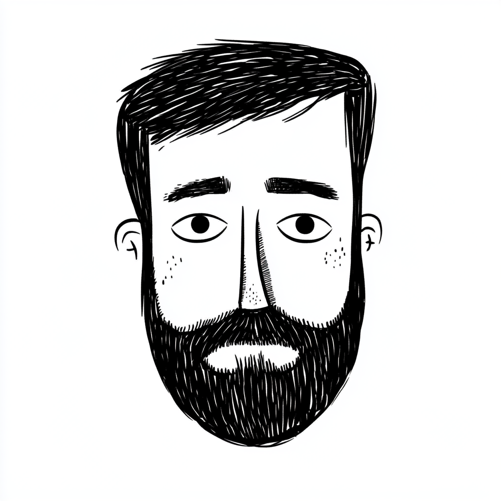 A Man's Face Portrait with a Beard