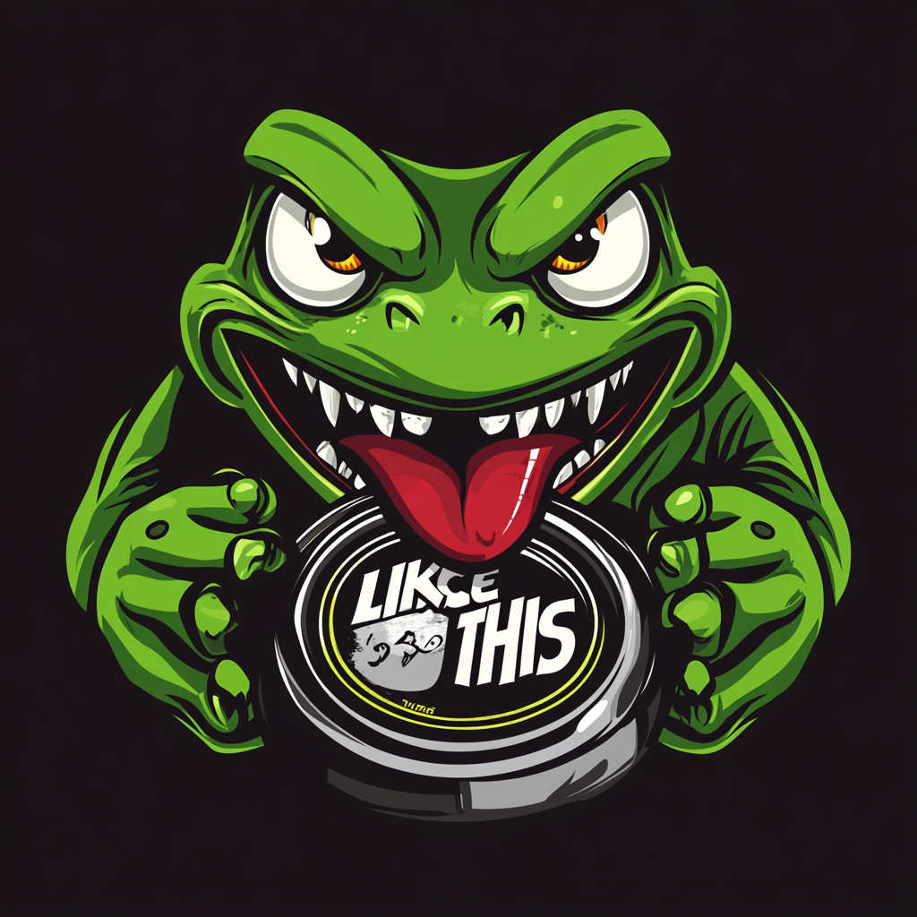 A Mean Green Frog Hockey Team Logo