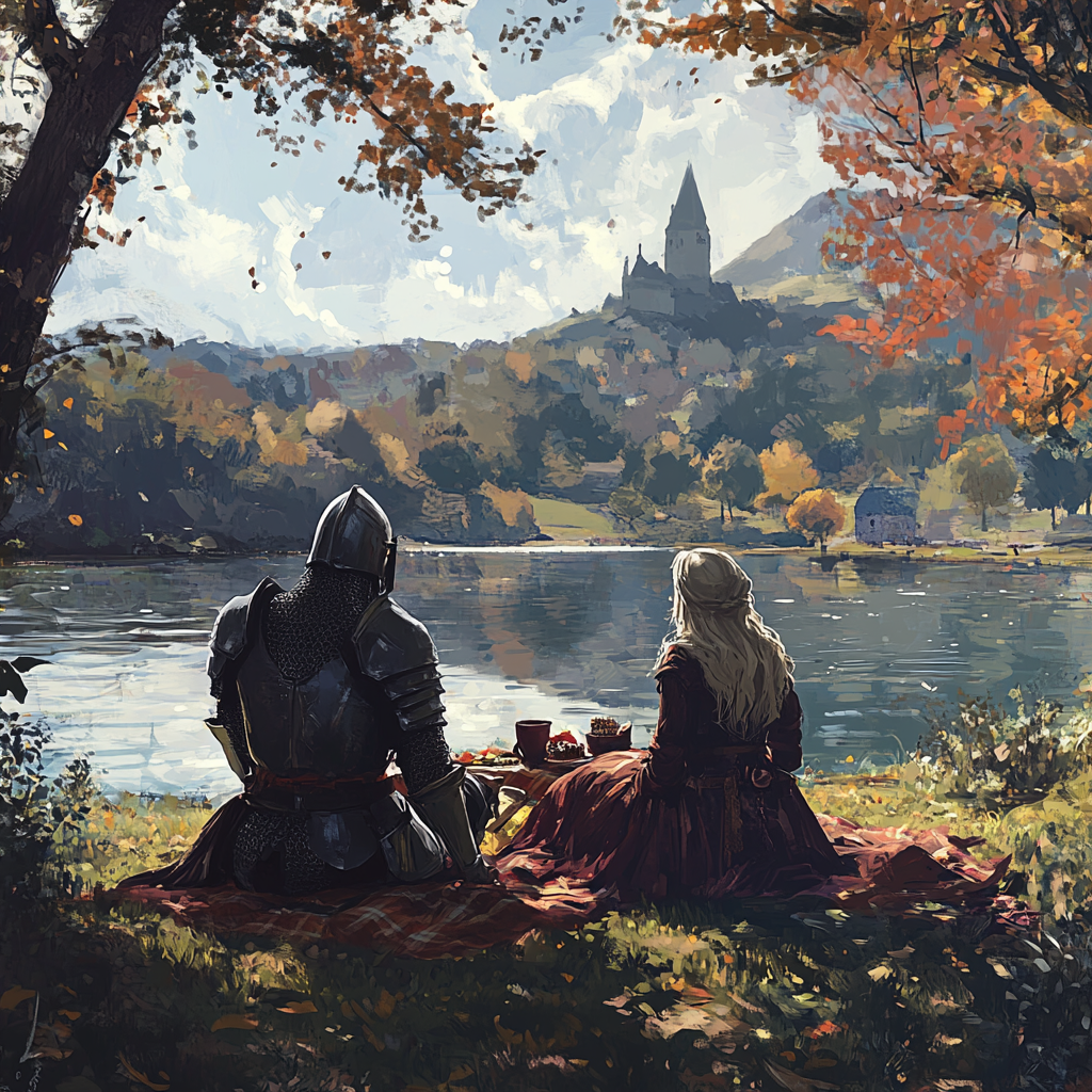 A Medieval picnic by the lake