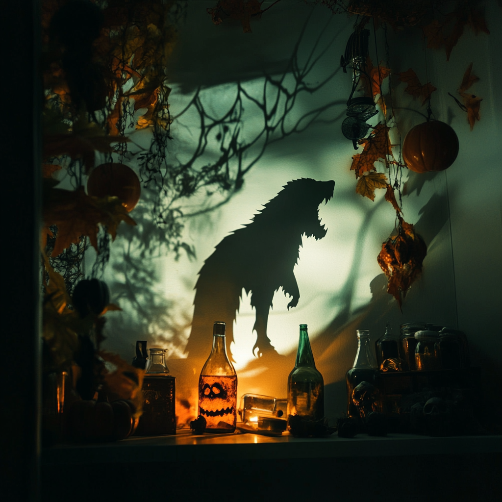 Werewolf Shadow in Spooky Room