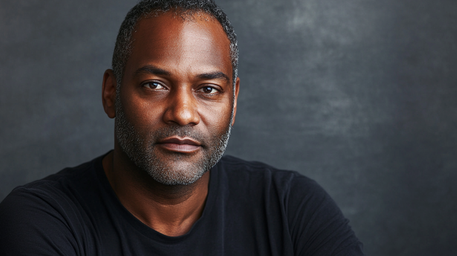 A Middle Aged Man's Dramatic Portrait in Studio