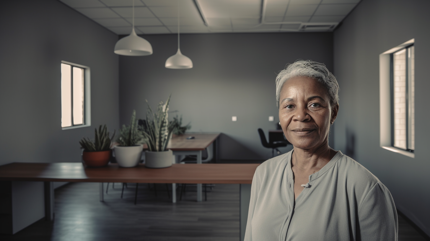 A Middle Aged Woman in Newly Furnished Office